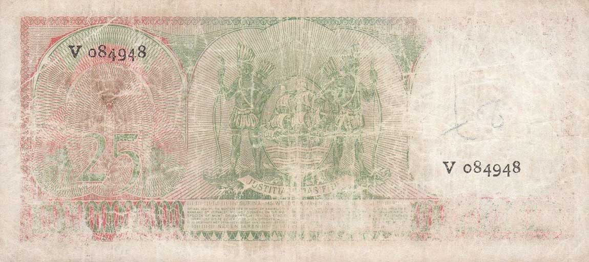 Back of Suriname p113a: 25 Gulden from 1957