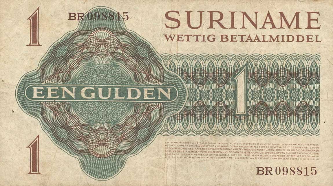 Back of Suriname p116a: 1 Gulden from 1961