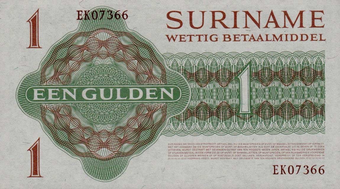 Back of Suriname p116b: 1 Gulden from 1971