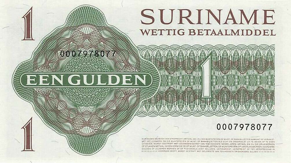 Back of Suriname p116f: 1 Gulden from 1982