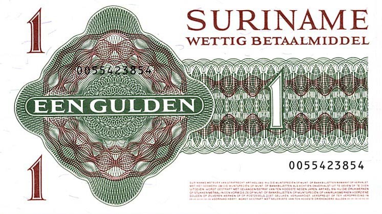 Back of Suriname p116h: 1 Gulden from 1984