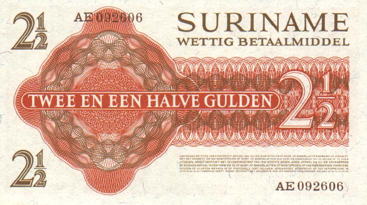 Back of Suriname p117a: 2.5 Gulden from 1961