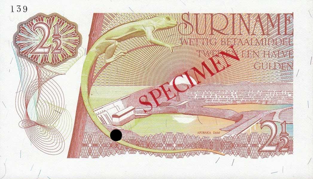 Back of Suriname p118s2: 2.5 Gulden from 1978