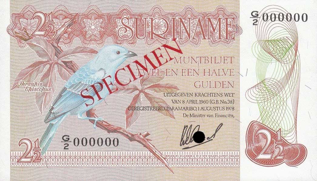 Front of Suriname p118s2: 2.5 Gulden from 1978