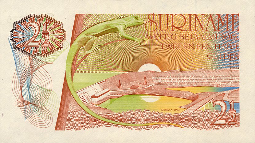 Back of Suriname p119a: 2.5 Gulden from 1985