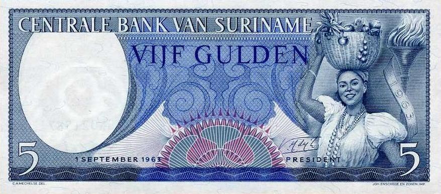 Front of Suriname p120b: 5 Gulden from 1963
