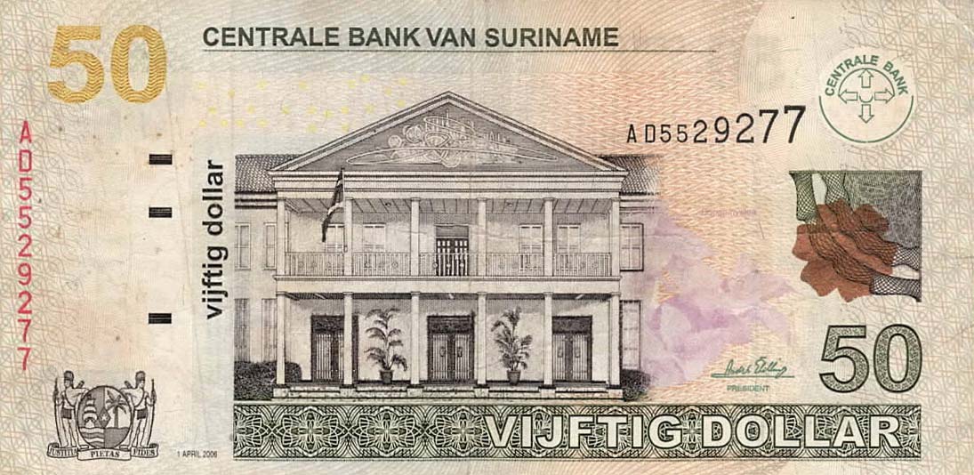 Front of Suriname p160c: 50 Dollars from 2006