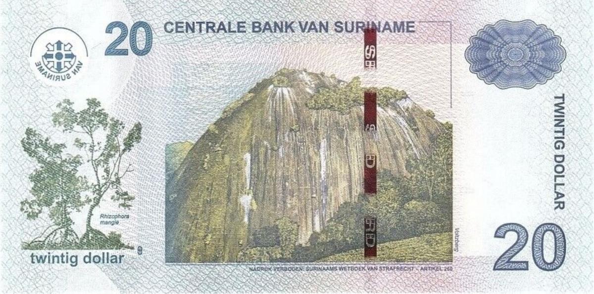 Back of Suriname p164c: 20 Dollars from 2019