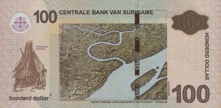 Back of Suriname p166d: 100 Dollars from 2019