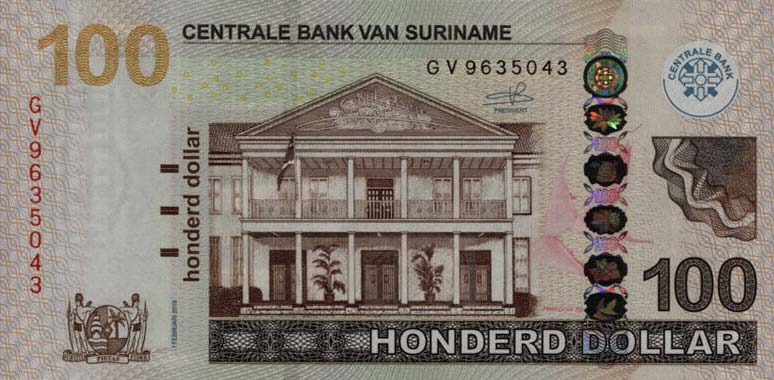 Front of Suriname p166d: 100 Dollars from 2019