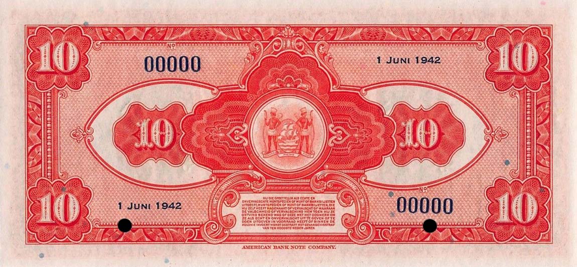 Back of Suriname p89s: 10 Gulden from 1941