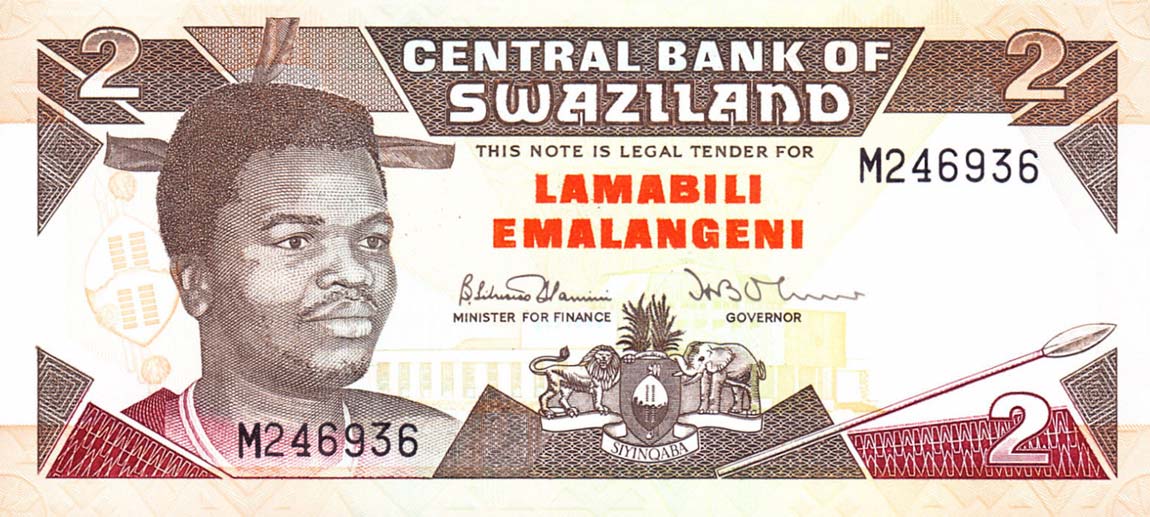 Front of Swaziland p18a: 2 Emalangeni from 1992