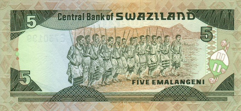 Back of Swaziland p19a: 5 Emalangeni from 1990