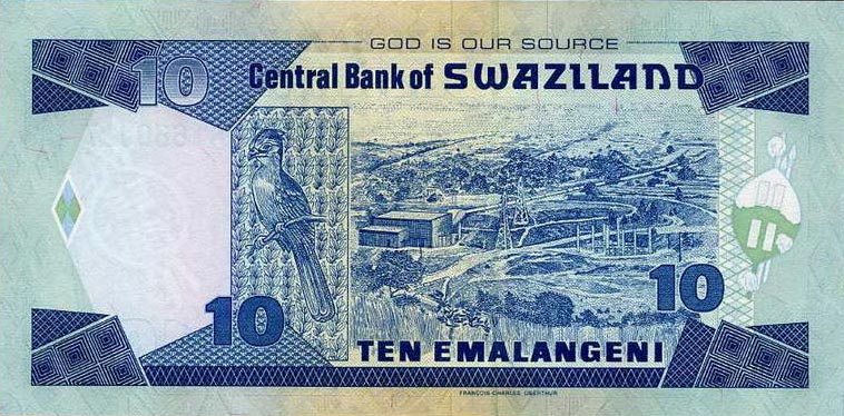 Back of Swaziland p29c: 10 Emalangeni from 2006