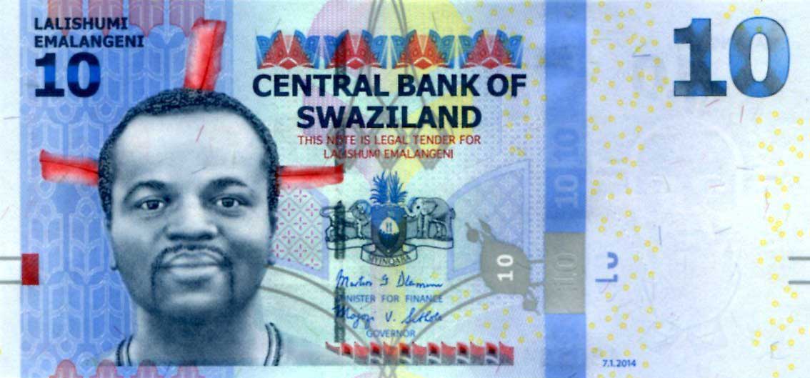 Front of Swaziland p36b: 10 Emalangeni from 2014