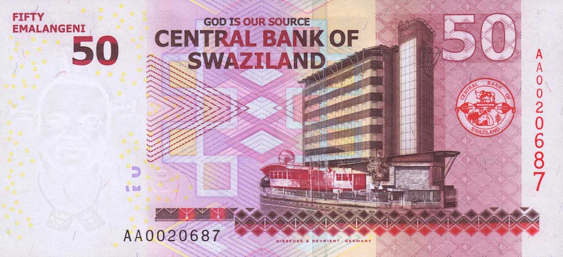 Back of Swaziland p38a: 50 Emalangeni from 2010