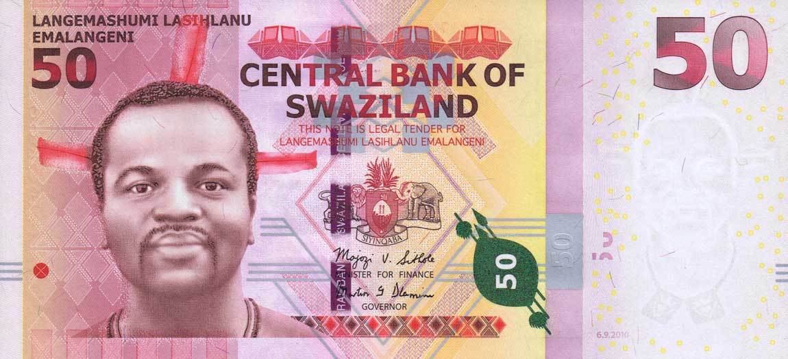 Front of Swaziland p38a: 50 Emalangeni from 2010