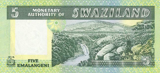 Back of Swaziland p3a: 5 Emalangeni from 1974