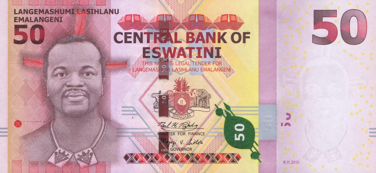 Front of Swaziland p45: 50 Emalangeni from 2018