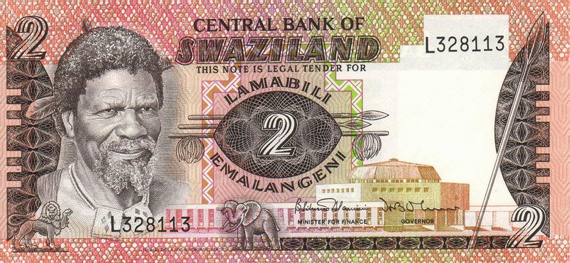 Front of Swaziland p8b: 2 Emalangeni from 1984