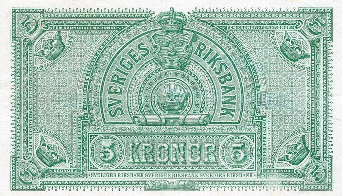 Back of Sweden p13c: 5 Kronor from 1890