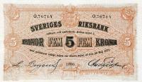 p13c from Sweden: 5 Kronor from 1890