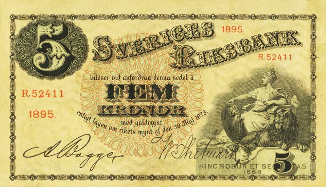 Front of Sweden p14f: 5 Kronor from 1895