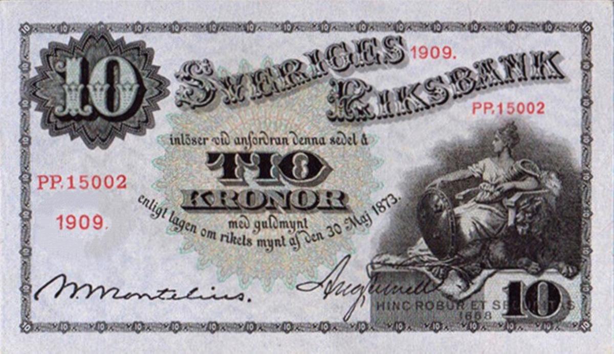 Front of Sweden p27d: 10 Kronor from 1909