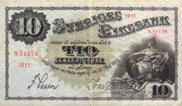 Front of Sweden p27f: 10 Kronor from 1911