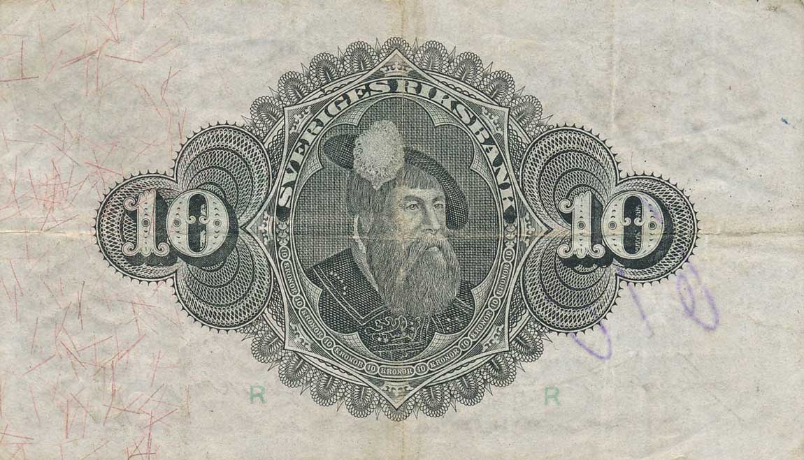 Back of Sweden p27l: 10 Kronor from 1917