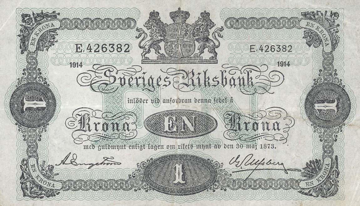 Front of Sweden p32a: 1 Krona from 1914