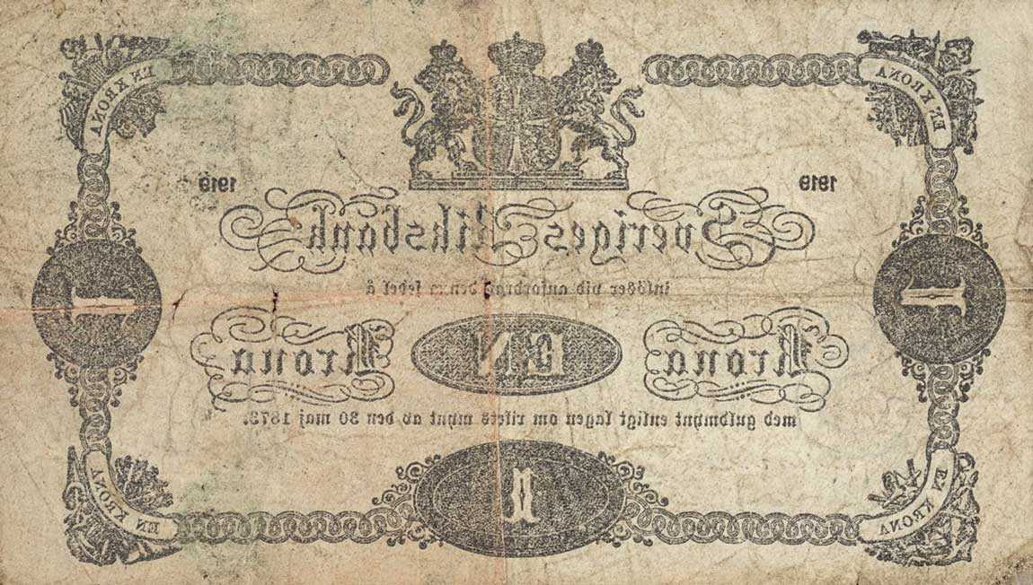 Back of Sweden p32f: 1 Krona from 1919