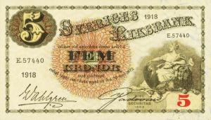 p33a from Sweden: 5 Kronor from 1918 p33a from Sweden: 5 Kronor from 1918