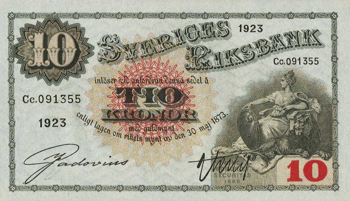 Front of Sweden p34f: 10 Kronor from 1923