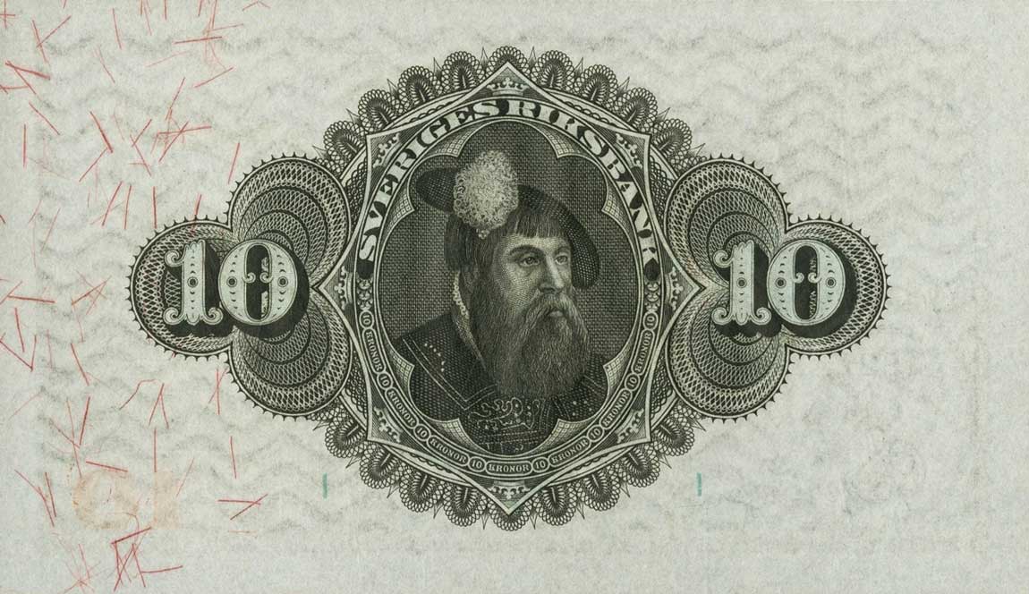 Back of Sweden p34j: 10 Kronor from 1927