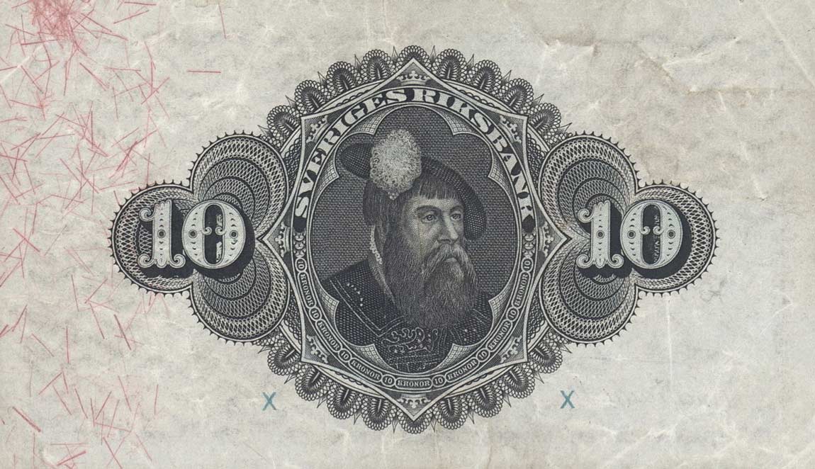 Back of Sweden p34q: 10 Kronor from 1934