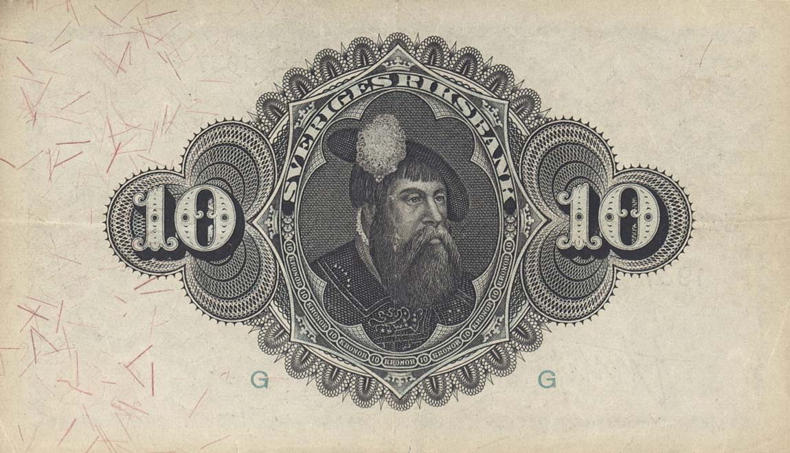 Back of Sweden p34t: 10 Kronor from 1937