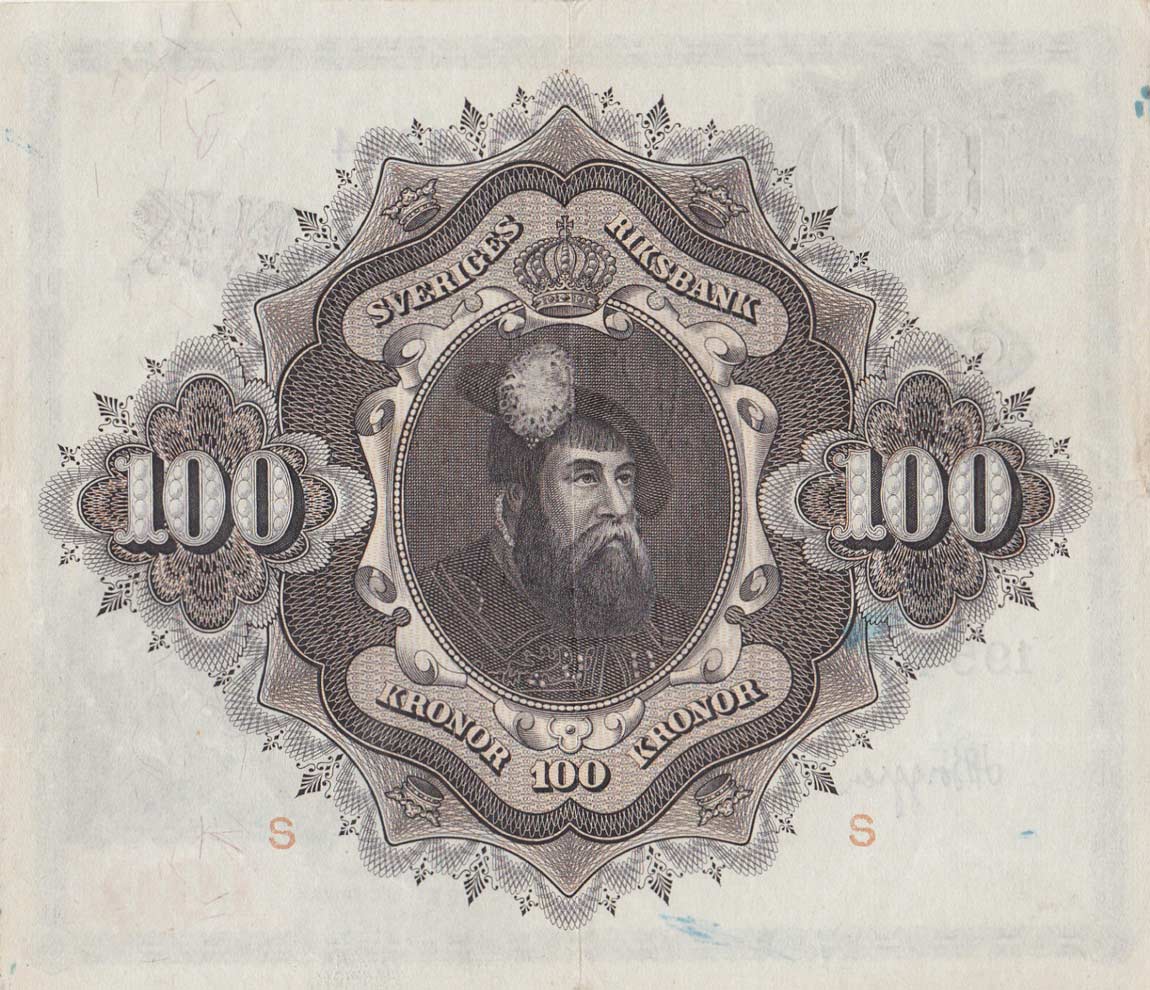 Back of Sweden p36aj: 100 Kronor from 1954