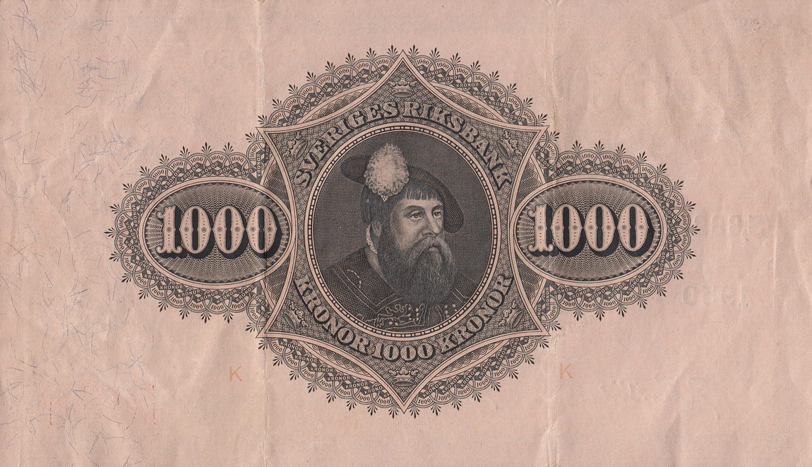 Back of Sweden p38e: 1000 Kronor from 1950