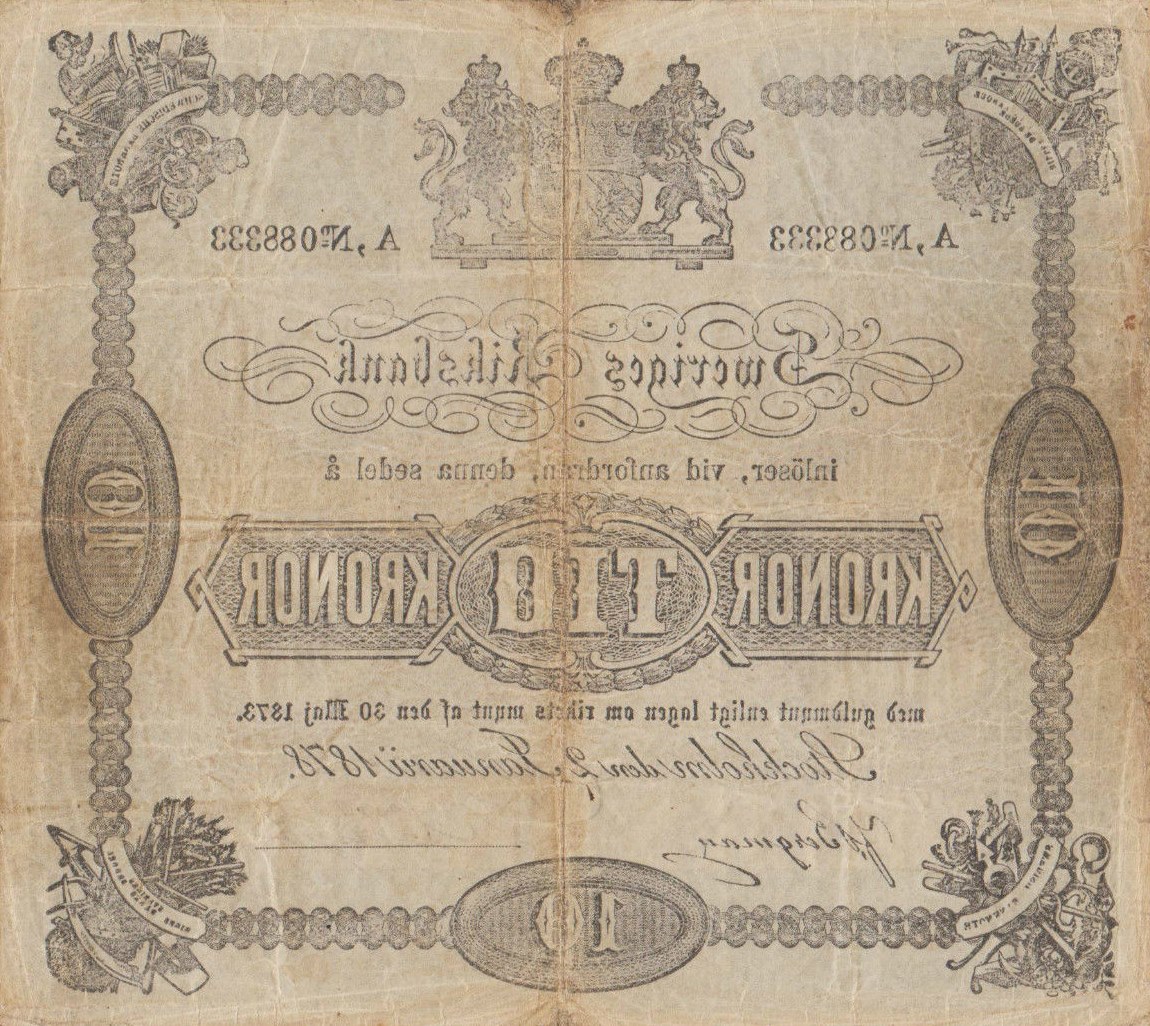 RealBanknotes.com > Sweden P3e: 10 Kronor From 1878