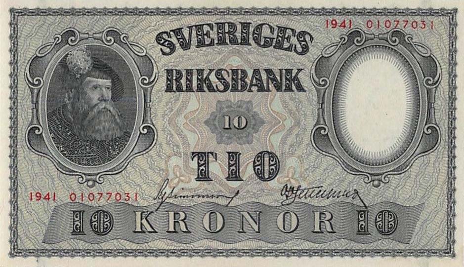 Front of Sweden p40b: 10 Kronor from 1941