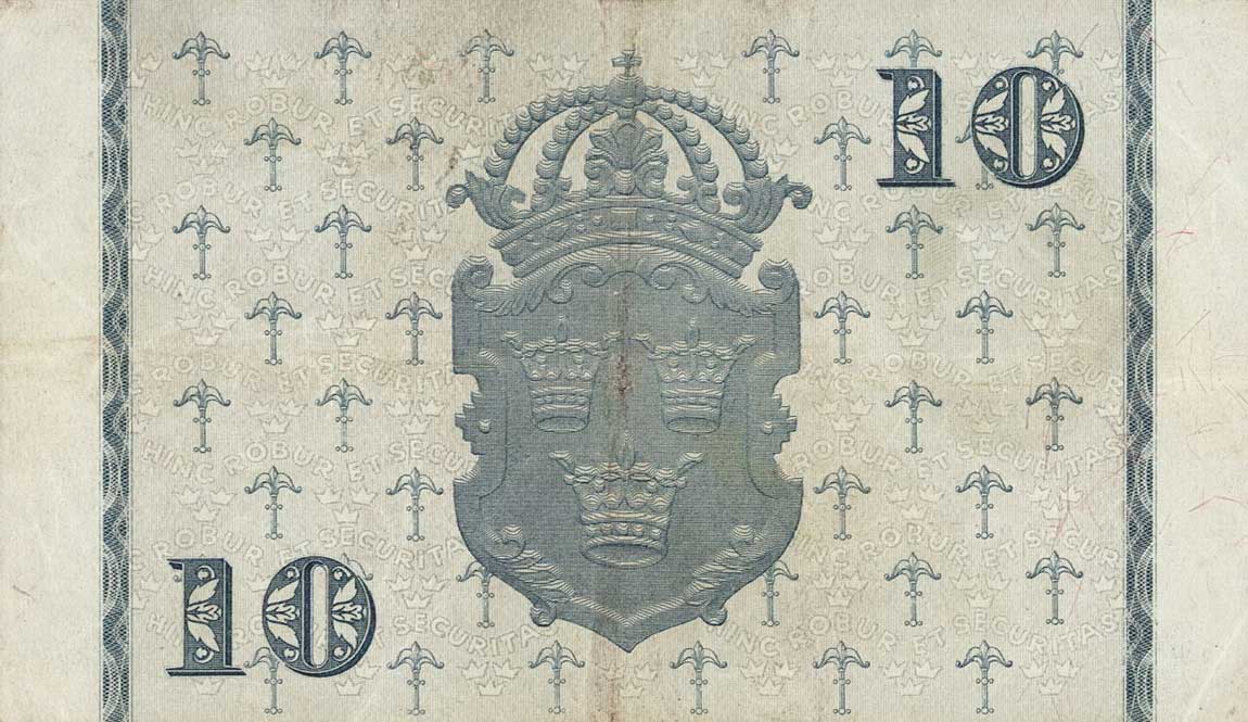 Back of Sweden p40c: 10 Kronor from 1942