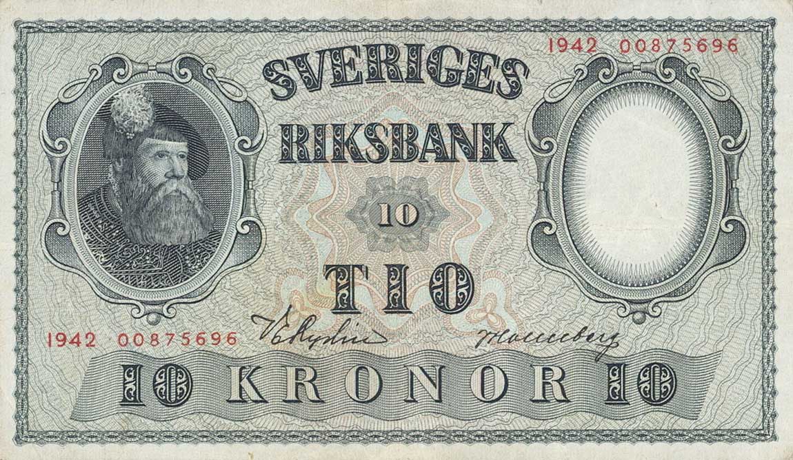 Front of Sweden p40c: 10 Kronor from 1942