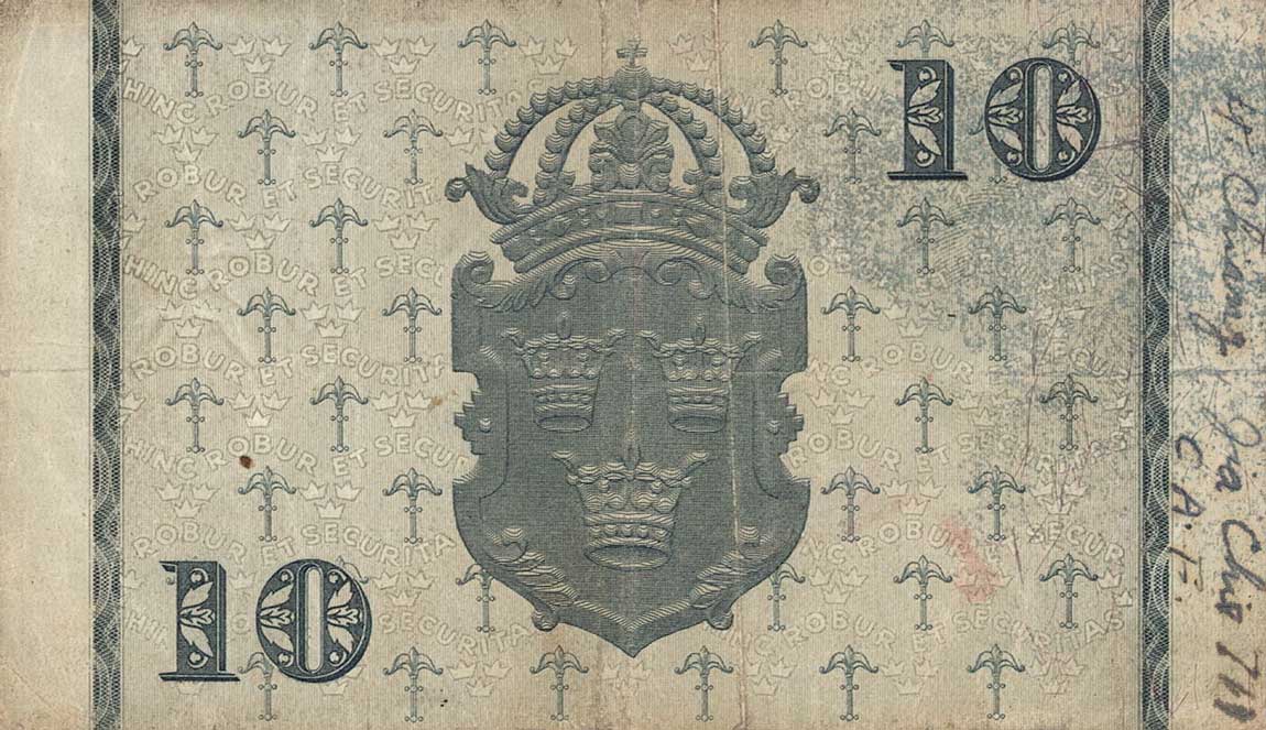 Back of Sweden p40d: 10 Kronor from 1943