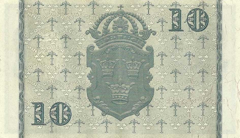 Back of Sweden p40f: 10 Kronor from 1945