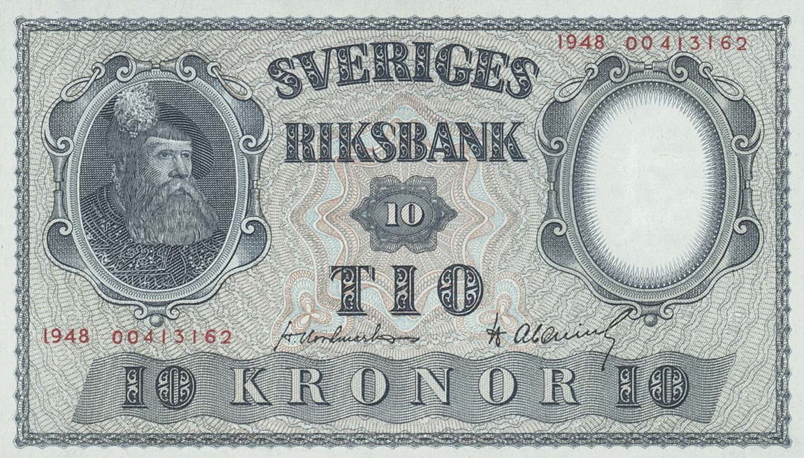 Front of Sweden p40i: 10 Kronor from 1948