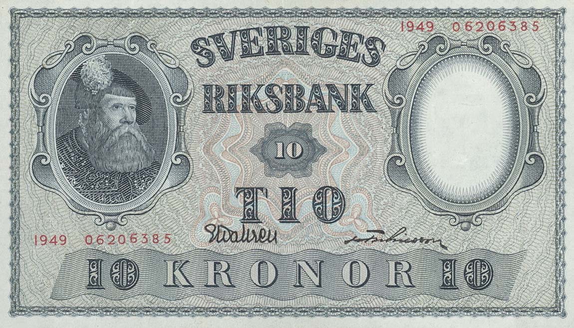 Front of Sweden p40j: 10 Kronor from 1949