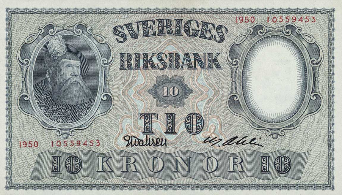 Front of Sweden p40k: 10 Kronor from 1950