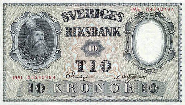 Front of Sweden p40l: 10 Kronor from 1951