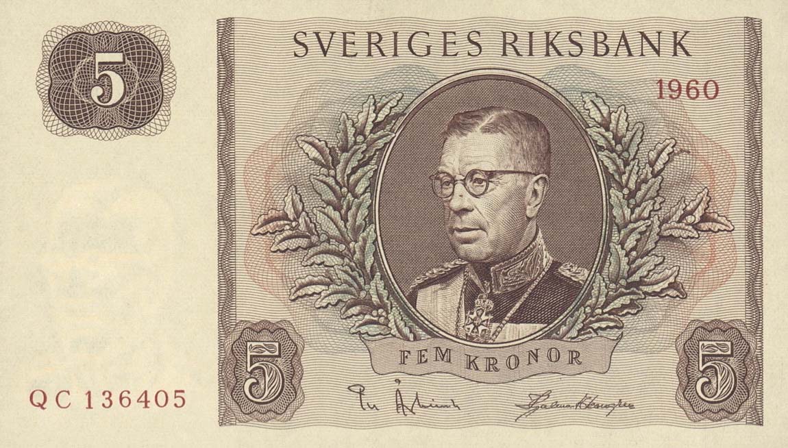 Front of Sweden p42e: 5 Kronor from 1960